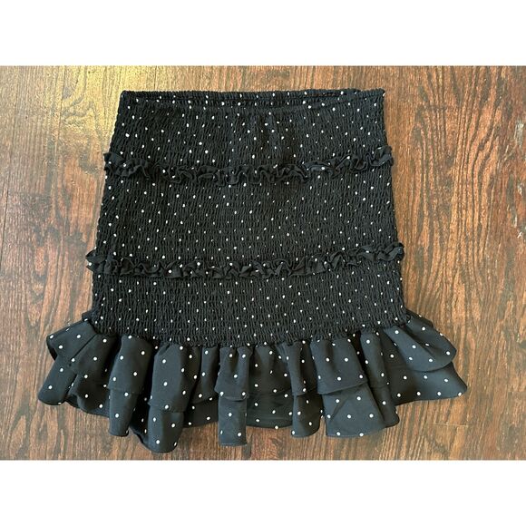 Love Tree Black Polka Dot Ruffled Mini Skirt Size M - Picture 2 of 7